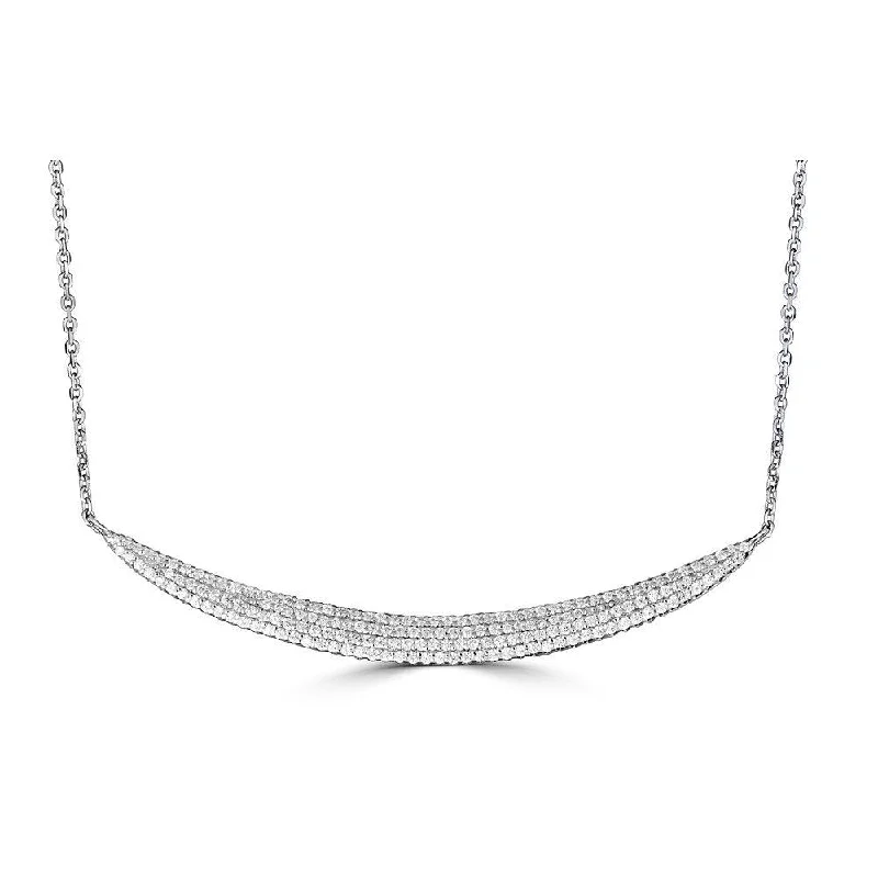 Ladies confident gleam necklaces -14KT GOLD .35 CTW DIAMOND CURVED BAR NECKLACE