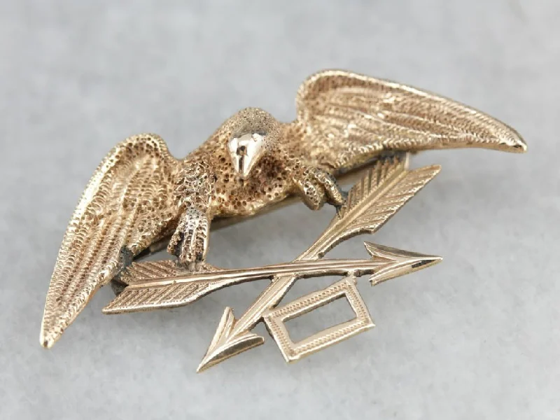 Ladies wildlife charm brooches -Antique US Military Patriotic Eagle Pin or Fraternal Brooch