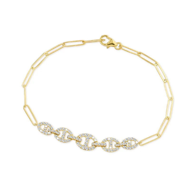 Ladies legacy charm bracelets -Diamond Sectional Bracelet in Yellow Gold