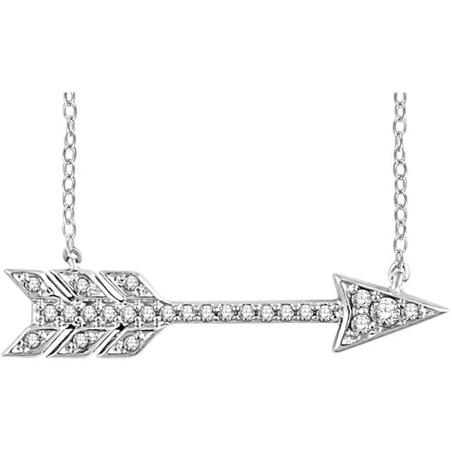 Ladies rhinestone pop necklaces -14KT Gold 1/10 CTW Diamond Arrow Necklace