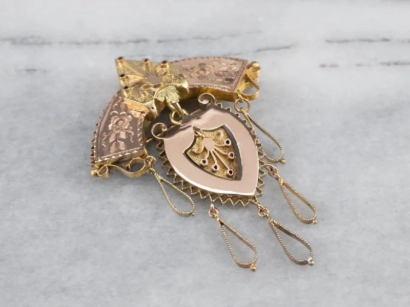 Ladies delicate floral brooches -Victorian Ornate Rose Gold Chandelier Brooch