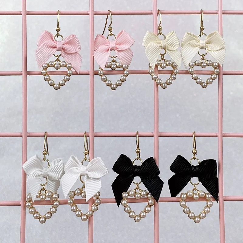 Ladies Earrings Petite Spark-Pearly Gold Heart Earrings (5 Colors)