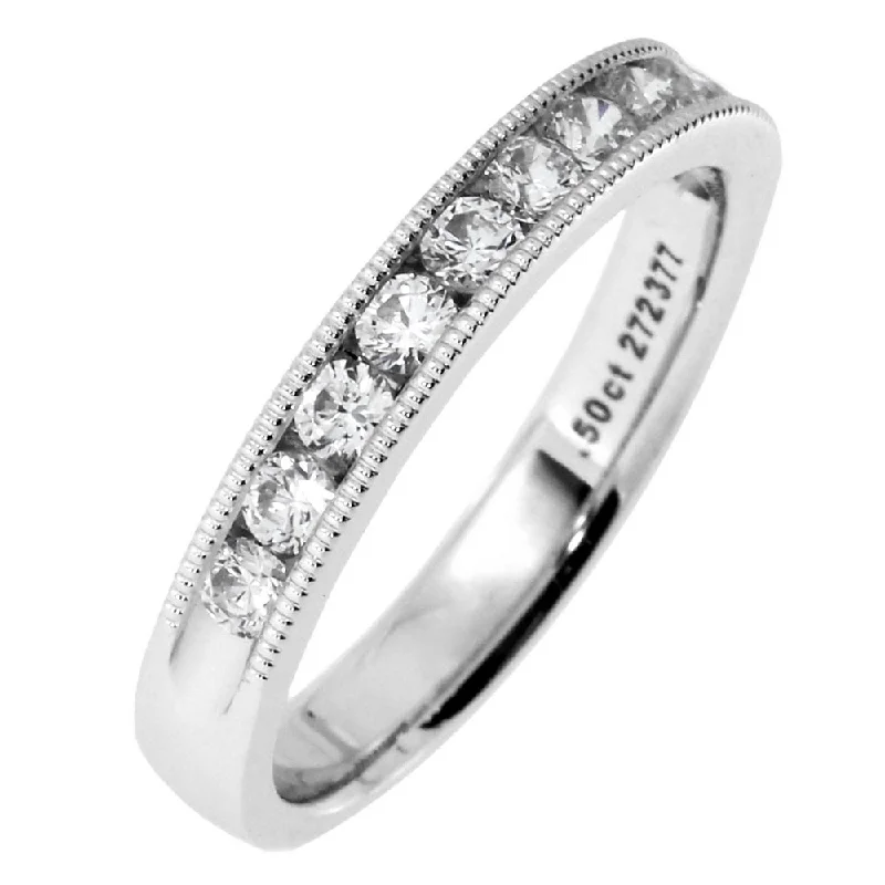 Ladies Rings for Music Spark-14K White Gold Milgrain Channel Band featuring 0.50cttw Diamonds SFM/11*23