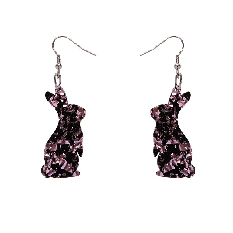 Ladies Earrings with Plum Axinite-Erstwilder - Bunny Chunky Glitter Resin Drop Earrings - Pink