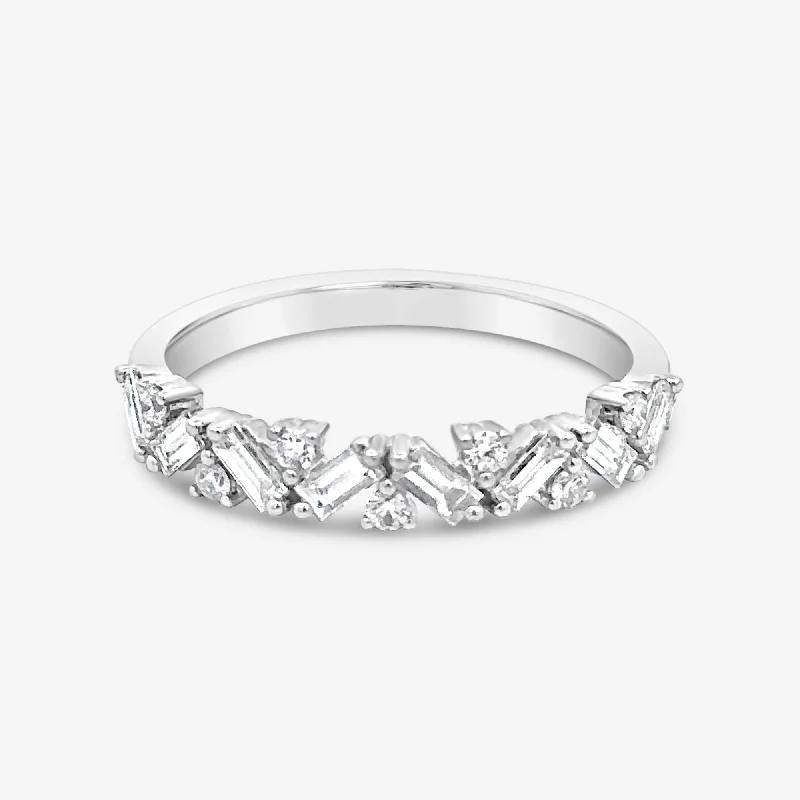 Ladies Rings for Holiday Shine-0.40CT Asymmetrical Baguette & Round Diamond Ring