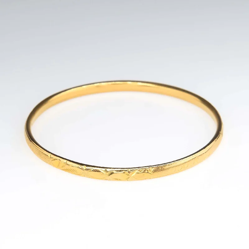 Ladies woodland hue bracelets -Baby Bangle Bracelet in 18K Yellow Gold