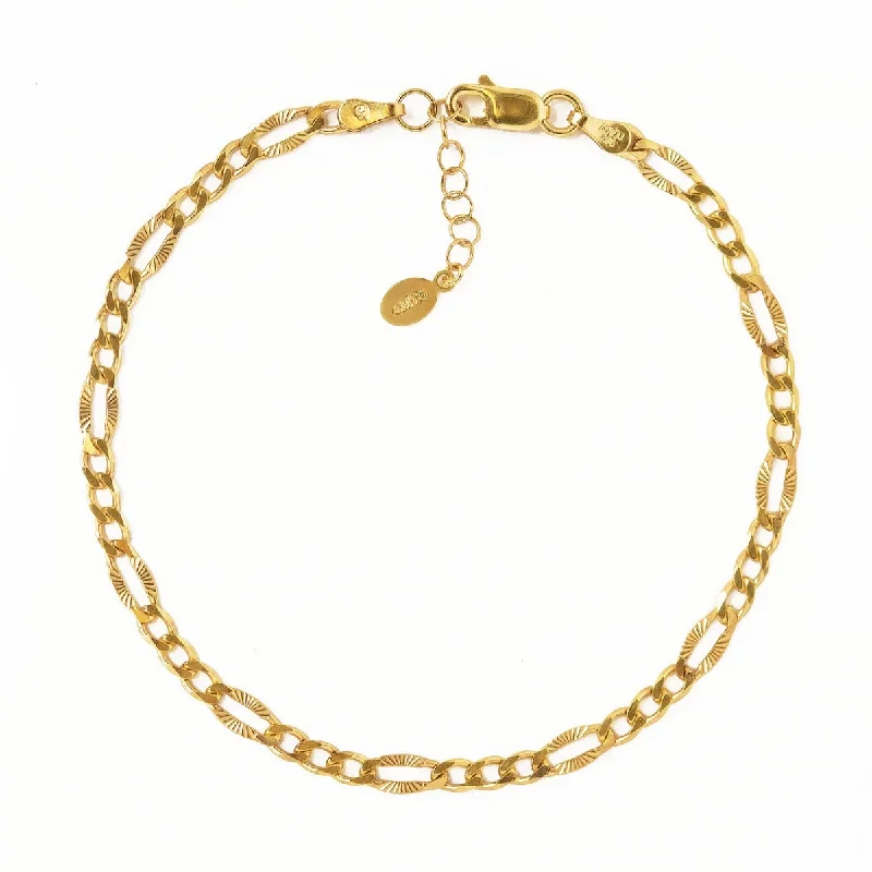 Ladies sunny breeze bracelets -Faceted Figaro Chain Bracelet