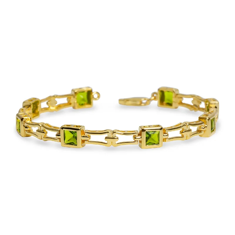 Ladies peaceful jade bracelets -THE GREEN SQUARE VEDRA LINK BRACELET