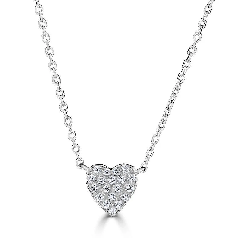 Ladies floral whisper necklaces -EMILIQUE 14KT GOLD .08 CTW DIAMOND PAVE HEART NECKLACE