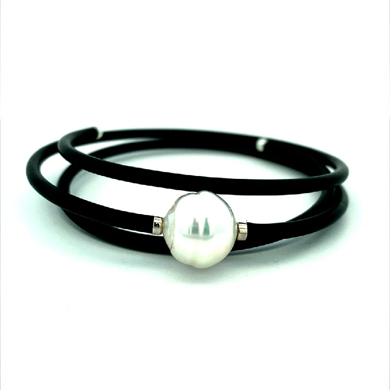 Ladies unique crafted bracelets -7" Pearl Bracelet with Triple Wrap Cuff