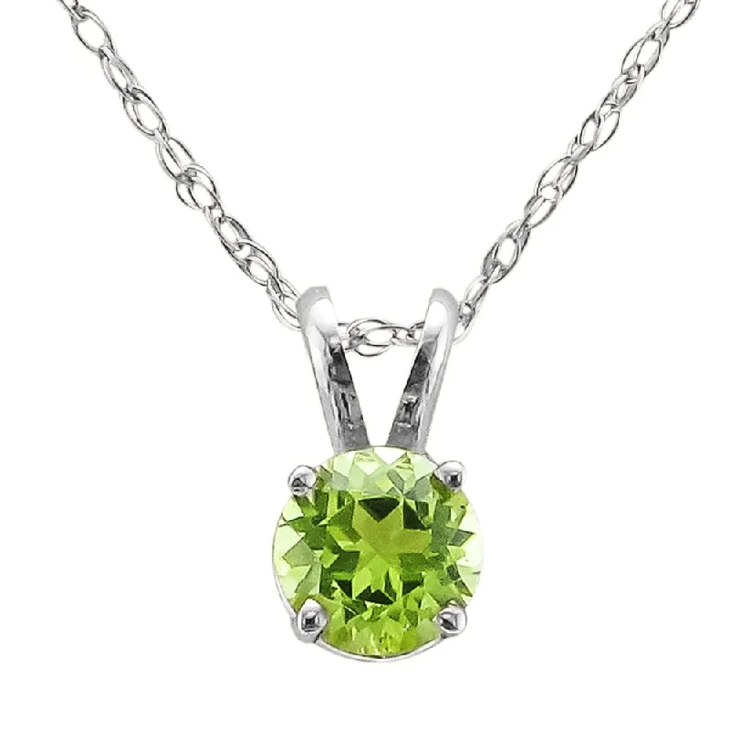 Ladies eye-catching bold necklaces -14KT GOLD .50 CT ROUND PERIDOT SOLITAIRE NECKLACE