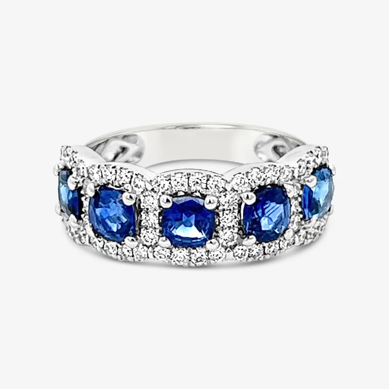 Ladies Rings for Friend Shine-Cushion Cut Blue Sapphire & Diamond Small Ring