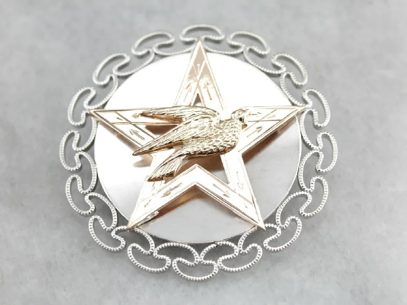 Ladies premium shine brooches -Star Sparrow Mixed Metal Upcycled Brooch