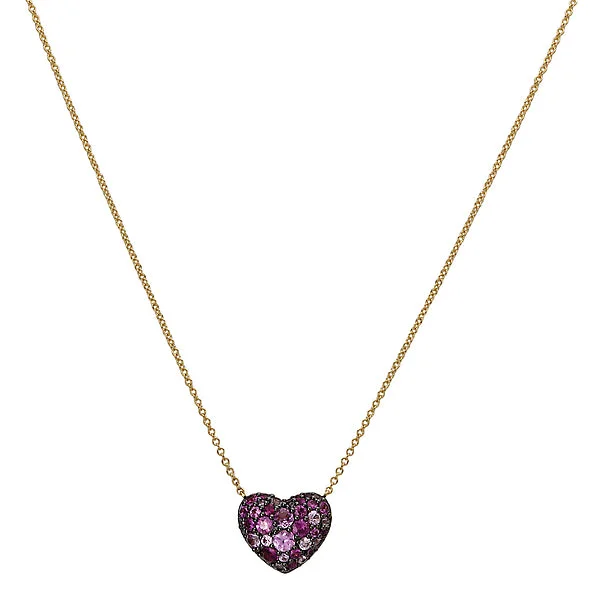 Ladies dreamy moonstone necklaces -Pink Sapphire Heart Necklace