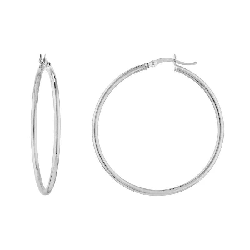 Ladies Earrings with Cross Glow-White Gold Large Hoop Earrings