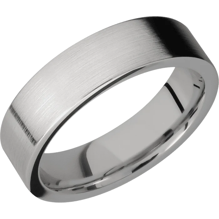 Ladies Rings Slim Shine-6mm wide Flat Titanium Ring with Satin Finish