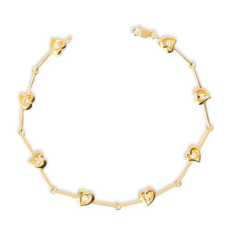 Ladies warm topaz bracelets -THE KAIA HEART STONE LINK BRACELET