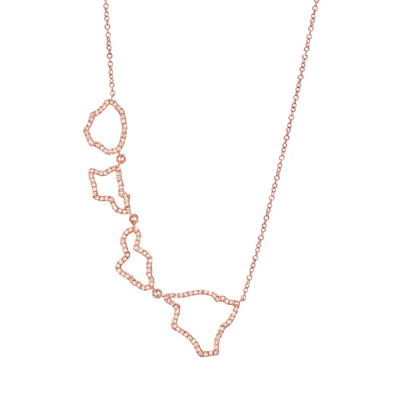 Ladies sleek onyx necklaces -Four Hawaiian Islands Necklace in Rose Gold