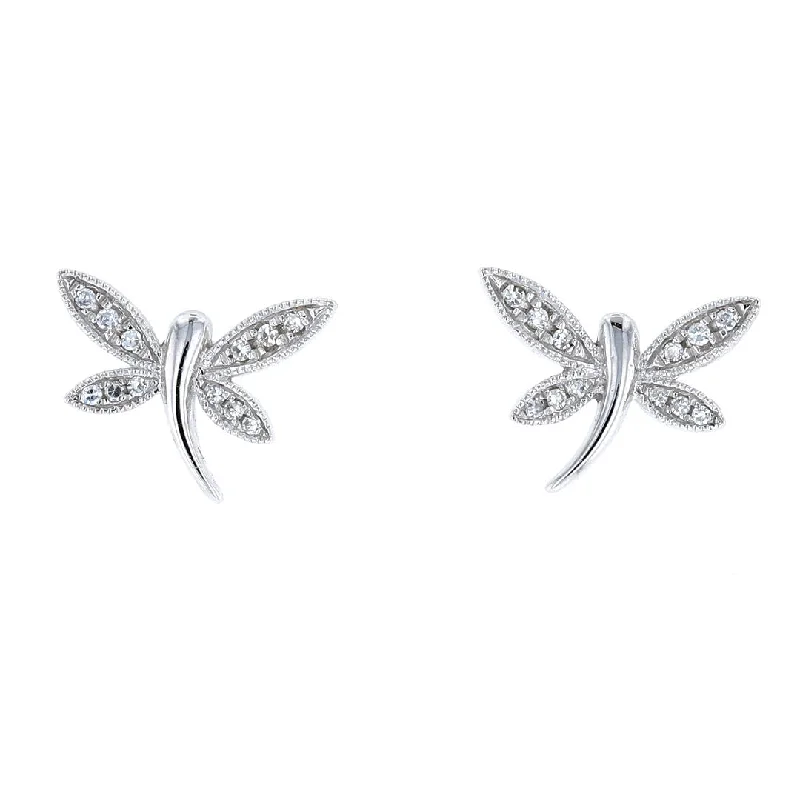 Ladies Earrings Open Glow-Diamond Dragonfly Stud Earrings