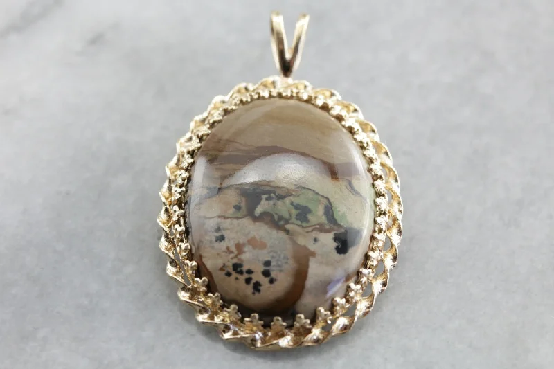 Ladies holiday cheer brooches -Stunning American Biggs Jasper Brooch or Pendant