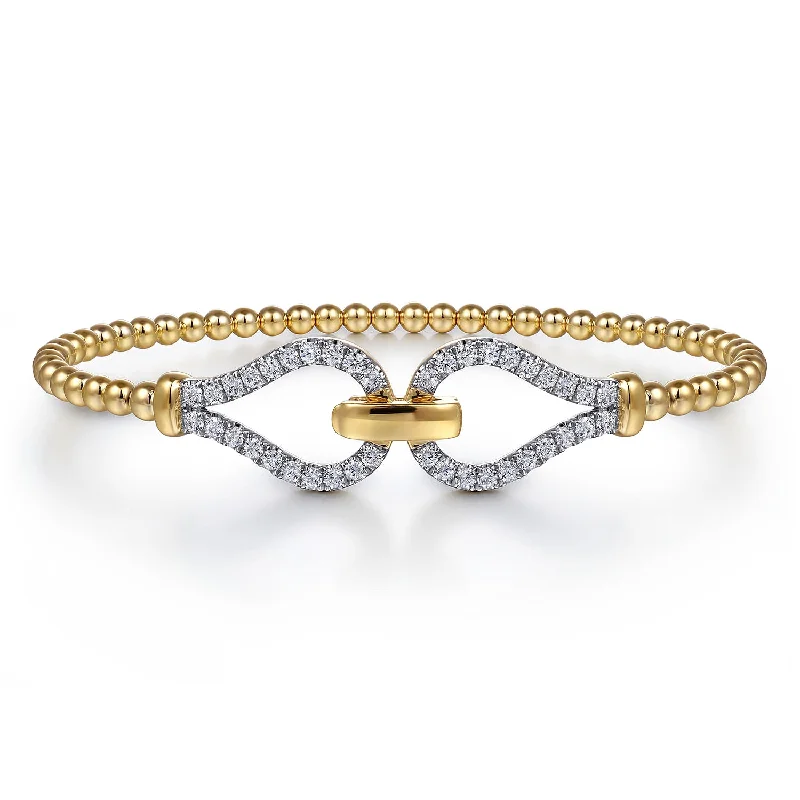 Ladies uneven edge bracelets -Diamond Split Bujukan Bangle in Yellow Gold by Gabriel NY