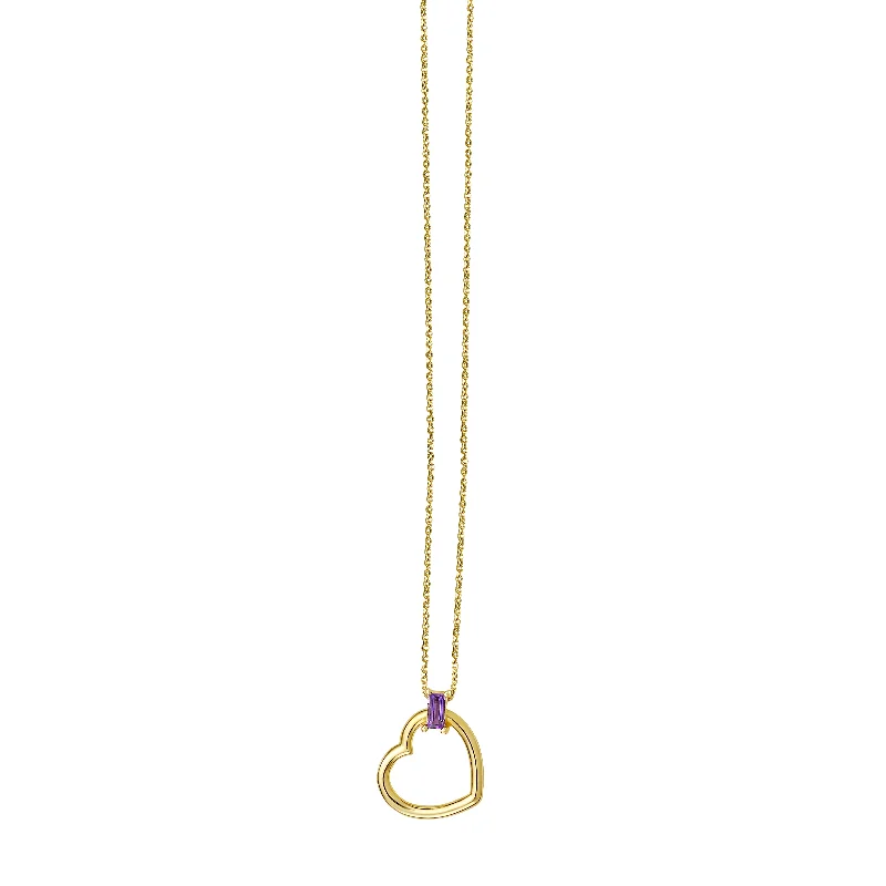 Ladies loving glow necklaces -14K Baguette Gemstone Heart Necklace