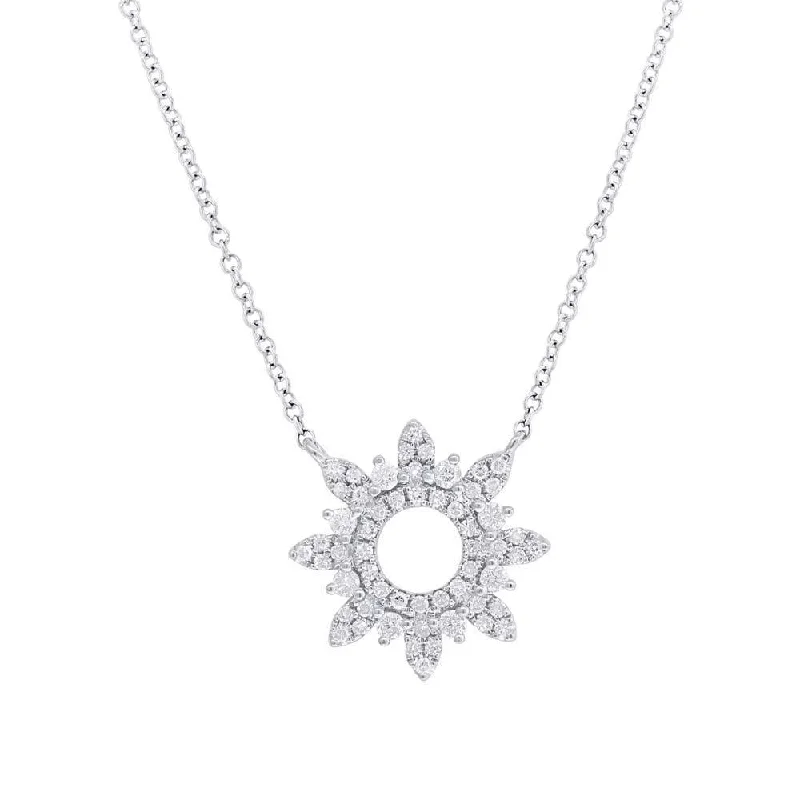 Ladies broad band necklaces -14KT GOLD 0.22 CTW DIAMOND SNOWFLAKE NECKLACE