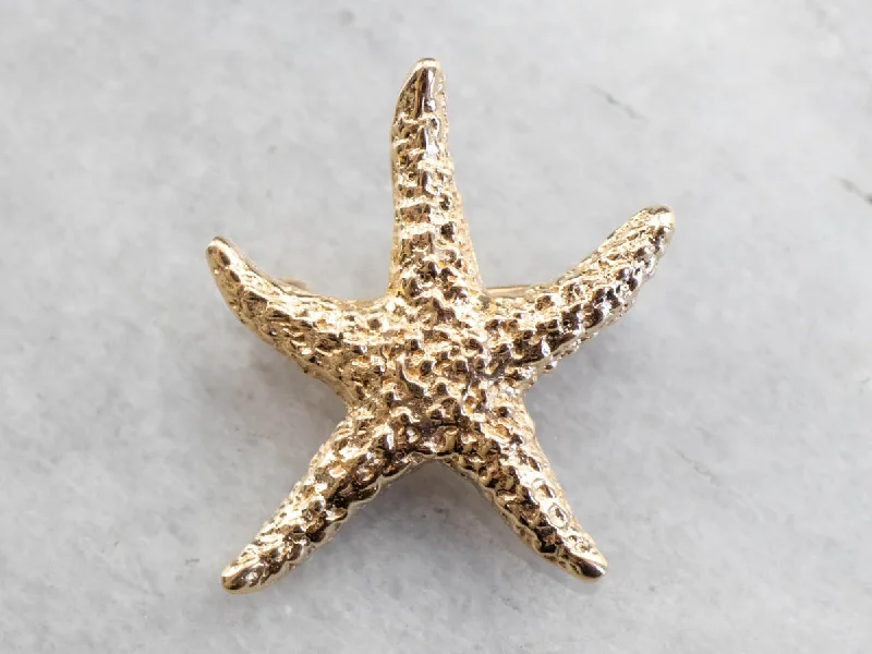 Ladies single glow brooches -Vintage Gold Starfish Brooch