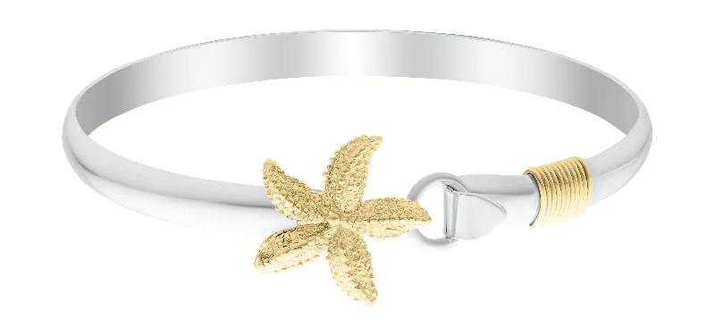 Ladies stellar shine bracelets -Starfish Bracelet in Sterling Silver with 14K Yellow Gold