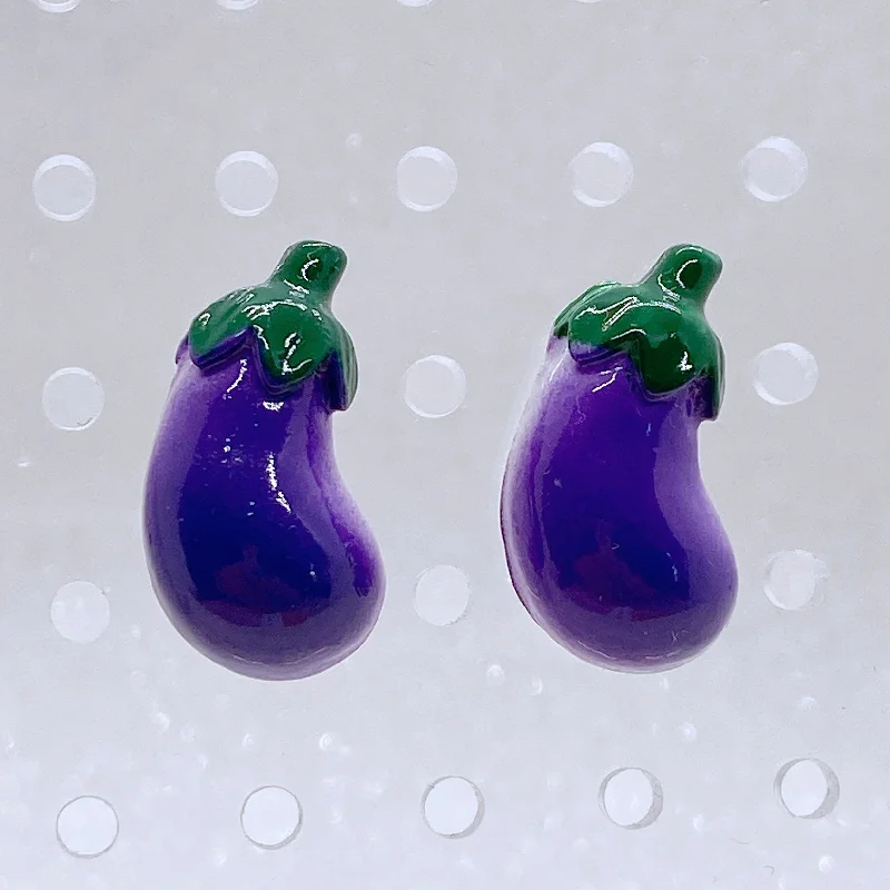 Ladies Earrings Bright Spark-Instant Shipping! Eggplant Stud Earrings