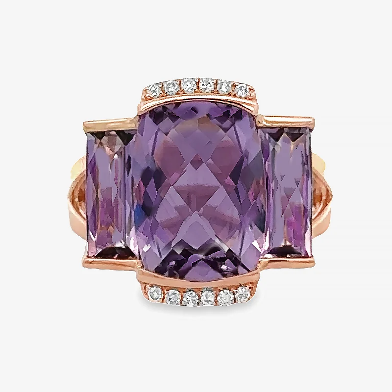 Ladies Rings Simple Shine-Pink Amethyst Briolette Collection Small Ring