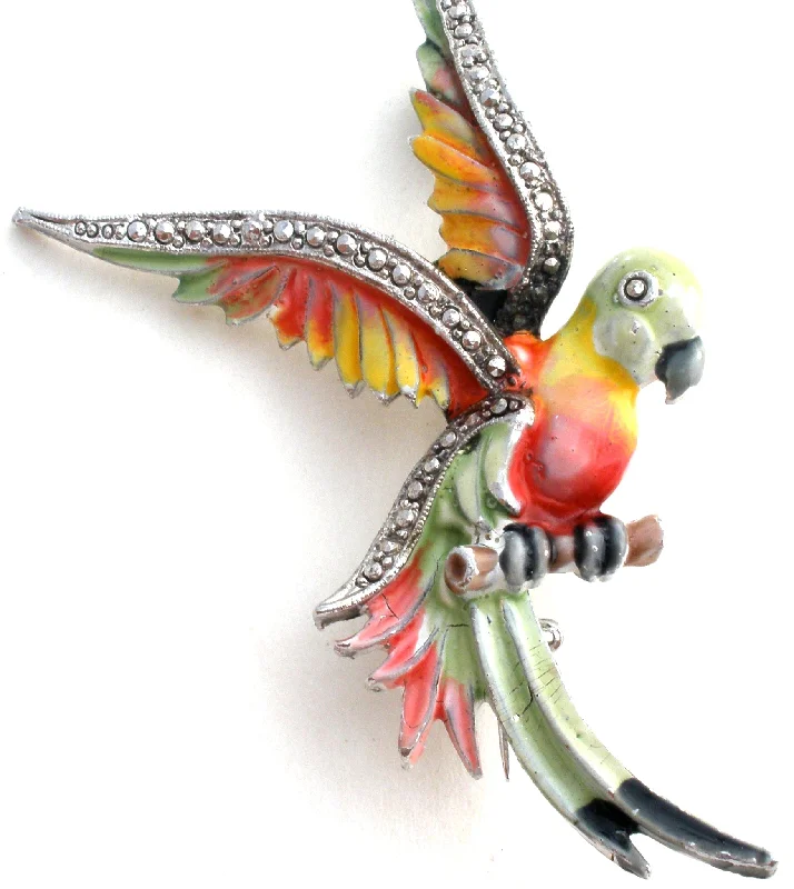 Ladies birthday charm brooches -Enamel Bird in Flight Bird Brooch Pin Vintage