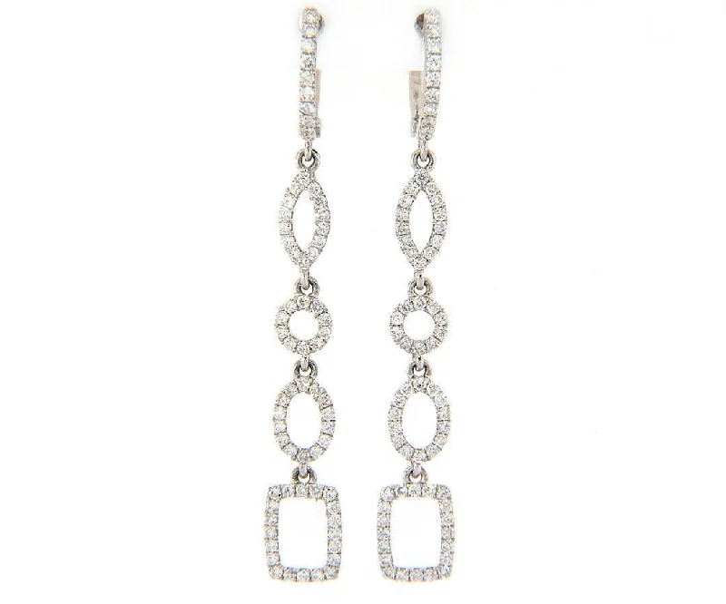 Ladies Earrings Curved Glow-New Odelia 1.03ctw Diamond Mixed Shape Dangle Earrings in 18K