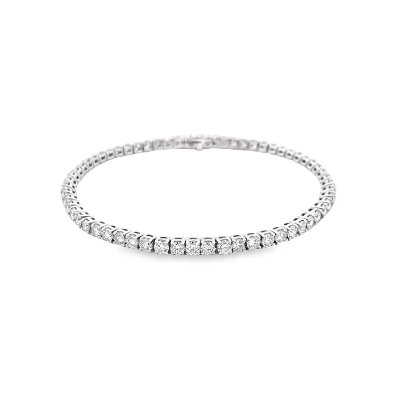 Ladies wave shine bracelets -Diamond Line Tennis Bracelet in White Gold