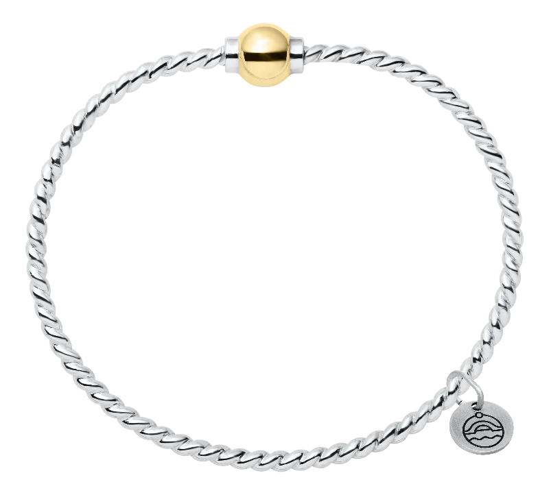 Ladies brave charm bracelets -Authentic Cape Cod Twisted Wire Bracelet Made by LeStage - Sterling Silver with 14K Yellow Gold