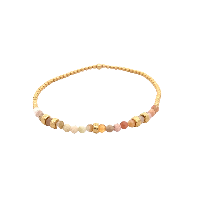 Ladies fairy glow bracelets -2mm Opal and Rondelle Stretch Bracelet in Yellow Gold by Karen Lazar