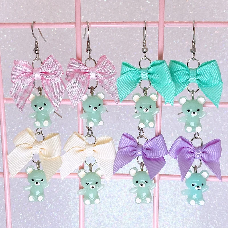 Ladies Earrings Geometric Shine-Mint Teddy Bear Earrings (4 Colors)